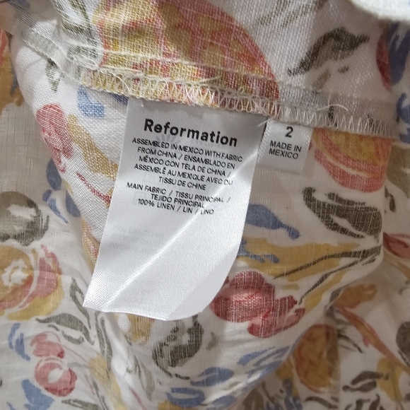 Reformation Anneliese Linen Fruit Cocktail Open-Back Dress - Picture 5 of 6